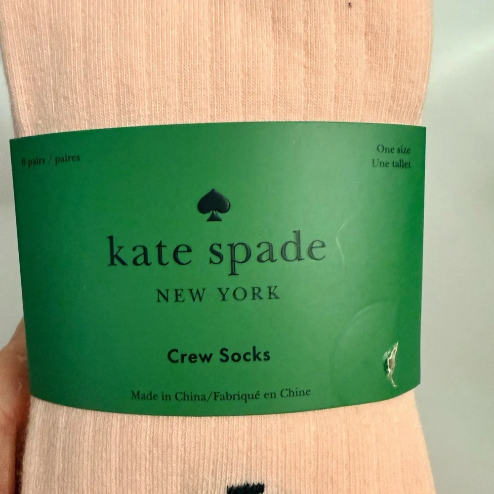 ♠️ Kate Spade Soft Pink, Cream, and Rose Crew Socks. NWT. OS